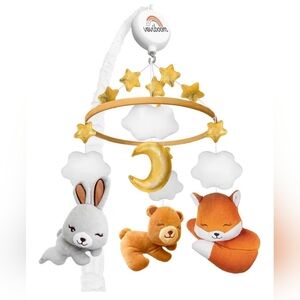Veviboom Woodland Baby Mobile with Gold Stars and Moon